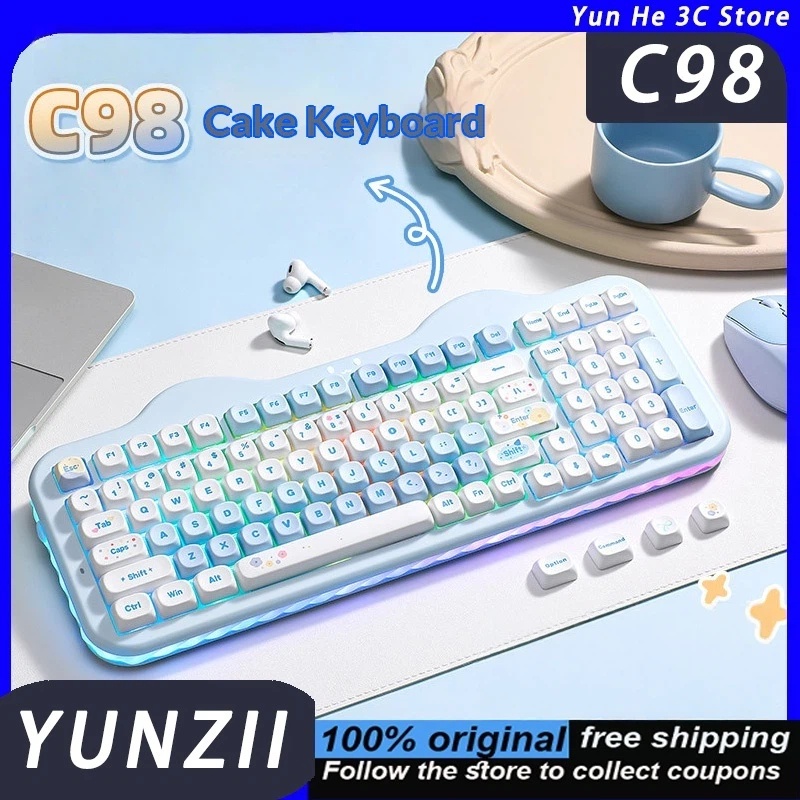 Gaming Keyboard That Is Quiet - Механическая клавиатура YUNZII C98, трехрежимная, бесшумная,