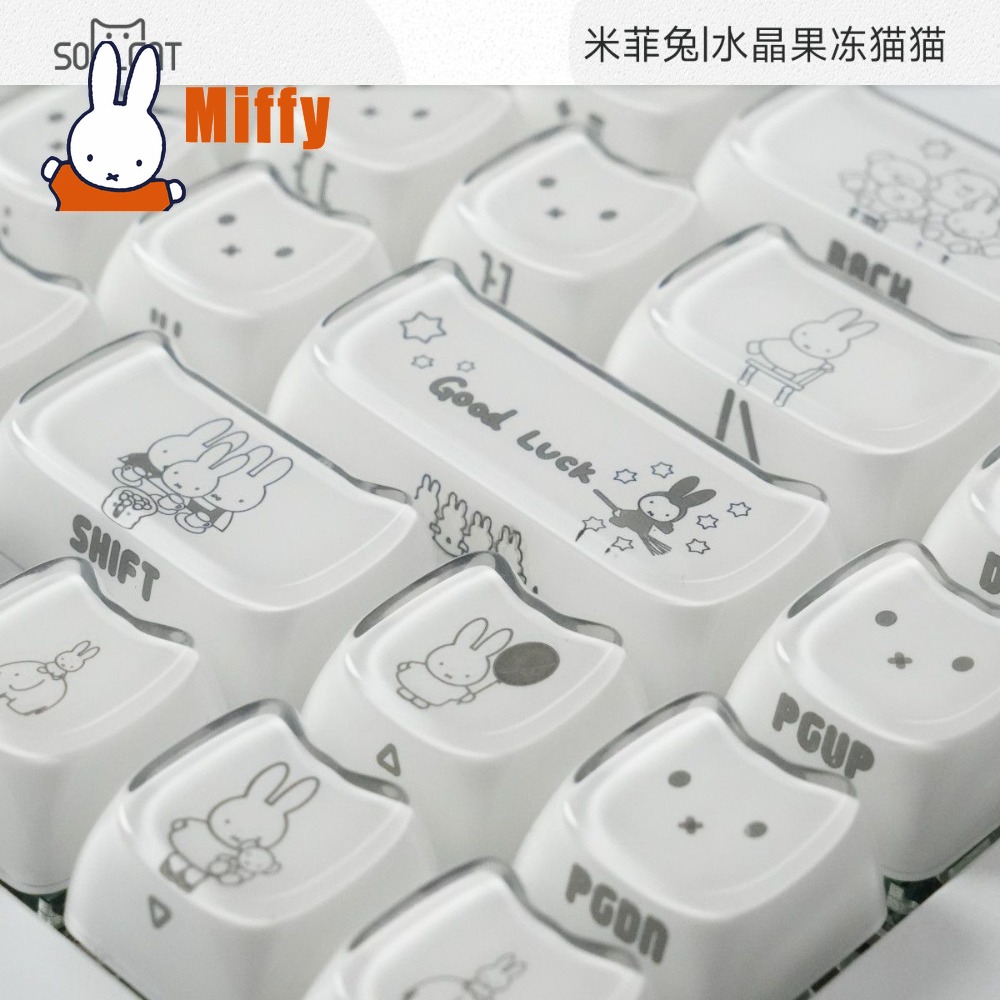 Gaming Keyboard Typewriter - Милые кейкапы Miffy: кристальные, с кроликом