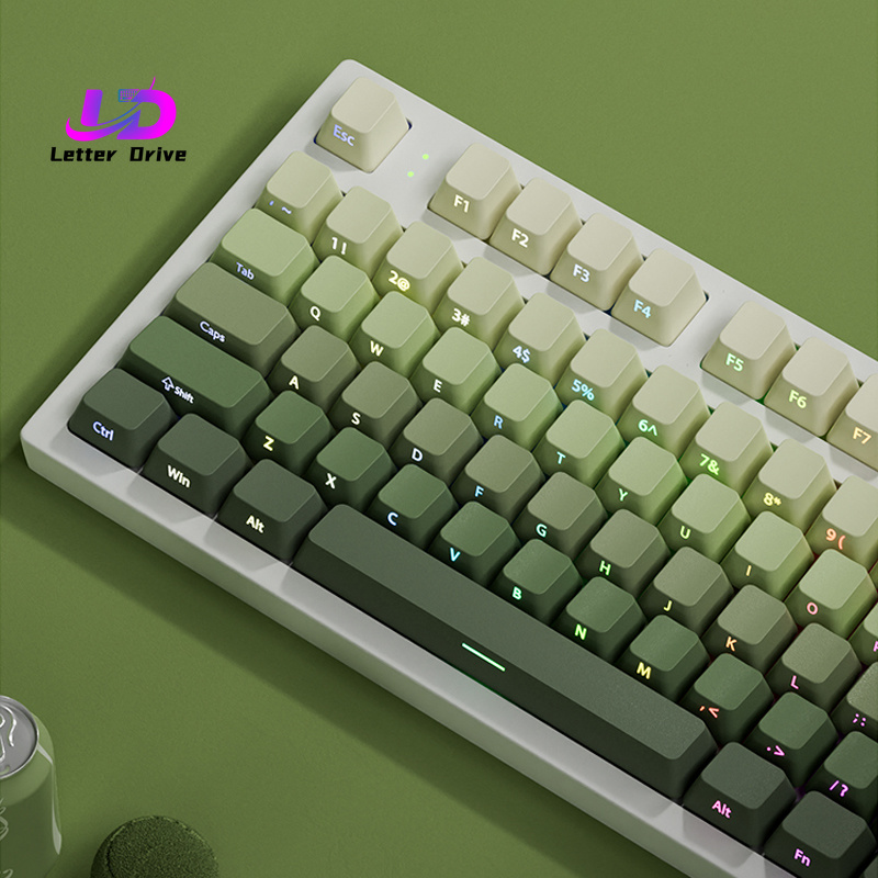 Gaming Keyboard Typewriter - 135 клавишных колпачков Cherry Profile Green