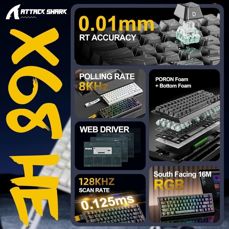 Клавиатура ATTACK SHARK X68 HE – обзор и цена Keyboard Gaming Mac