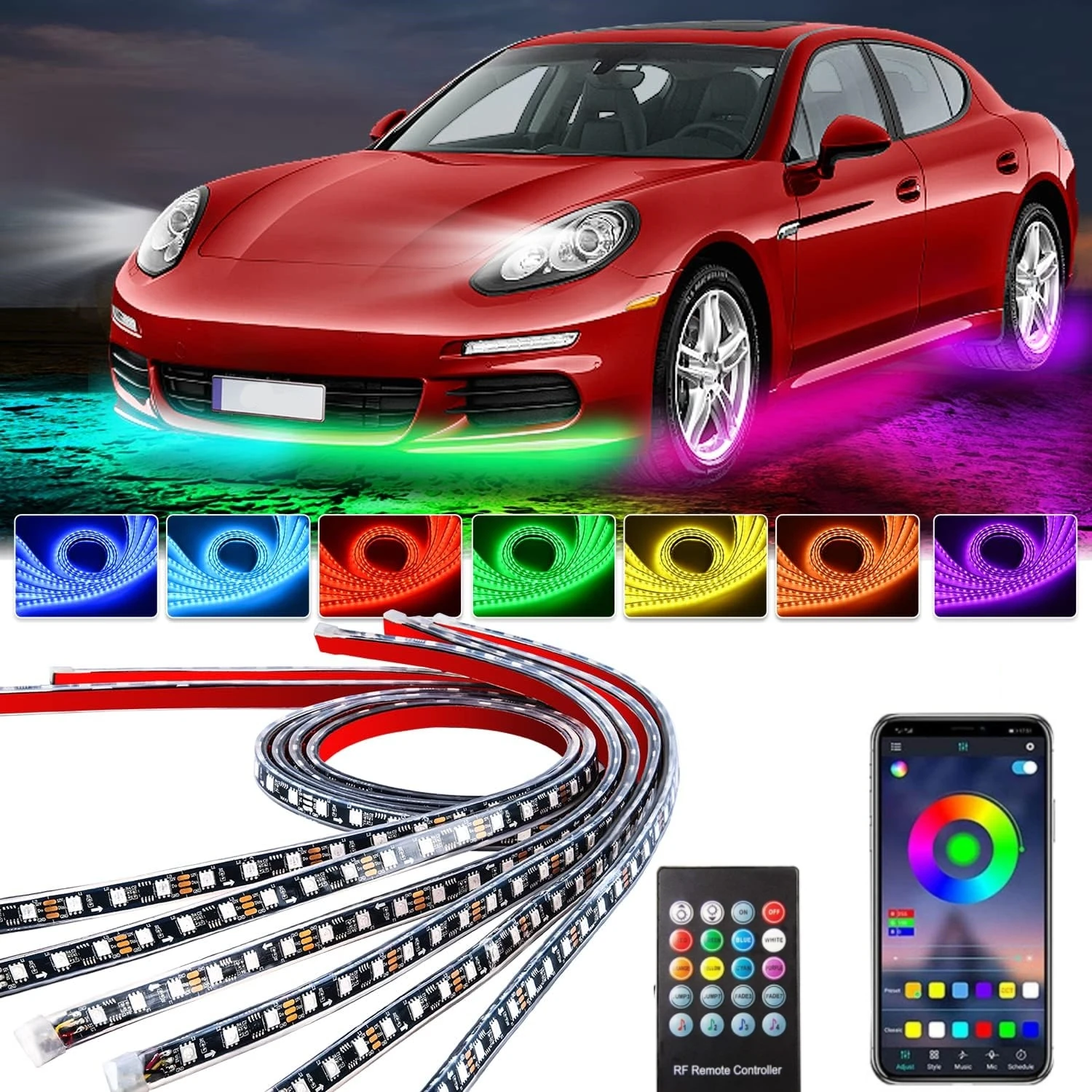Автомобильная подсветка, неоно – обзор и цена Rgb Underglow Strip
