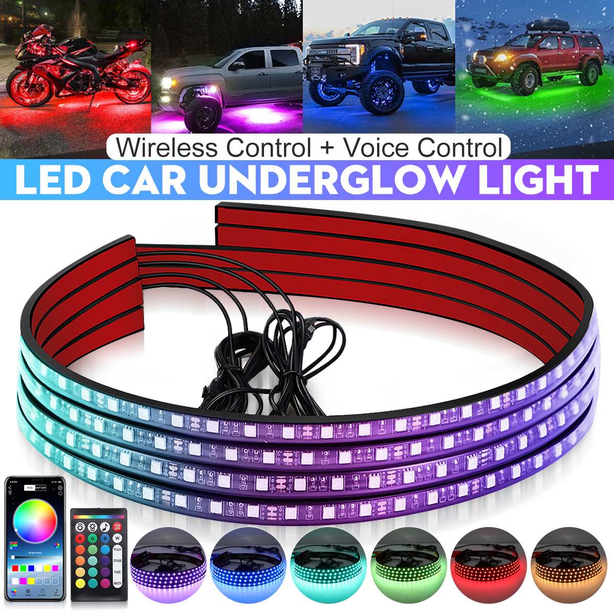Беспроводная светодиодная авто – обзор и цена Rgb Underglow Strip